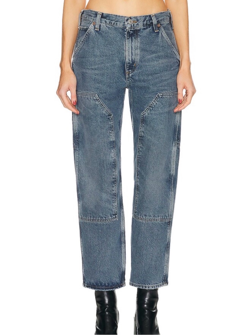 Agolde Straight Leg Jeans in Washed Blue Denim